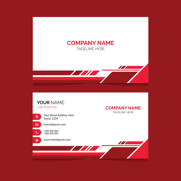 Business card template. Double sided design Red modern and creative business card or name card. Double sided design visit card stock illustrations