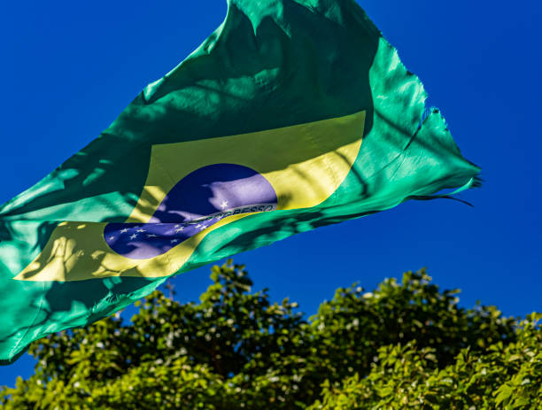 istock Flag of Brazil torn. 1151289290