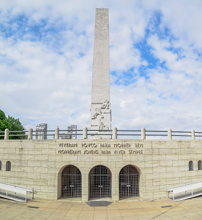 Sao Paulo SP, Brazil - March 02, 2019: Obelisk of Ibirapuera park, also known as Obelisco Mausoleu aos Herois de 32.