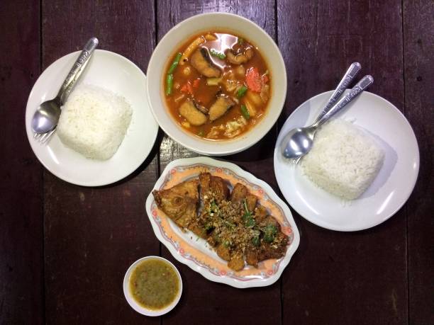 istock Thai food Deep Fried with vegetable and rice dishes. 1151306738