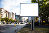 Blank billboard mockup for advertising, City street background