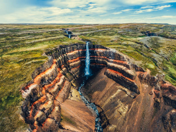 The Aldeyjarfoss Waterfall in North Iceland.