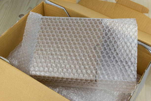 istock Bubbles covering the box by bubble pack for protection product cracked 1151312266