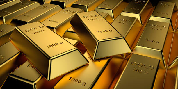 istock Gold bars with the web banner concept. 3D rendering. 1151313102