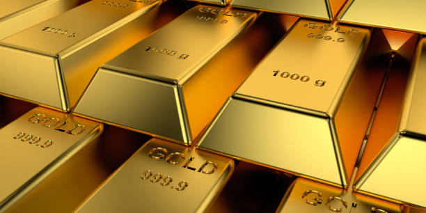 istock Gold bars with the web banner concept. 3D rendering. 1151313131