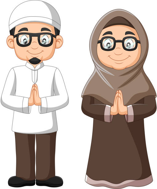 istock Cartoon old Muslim couple on white background 1151313273