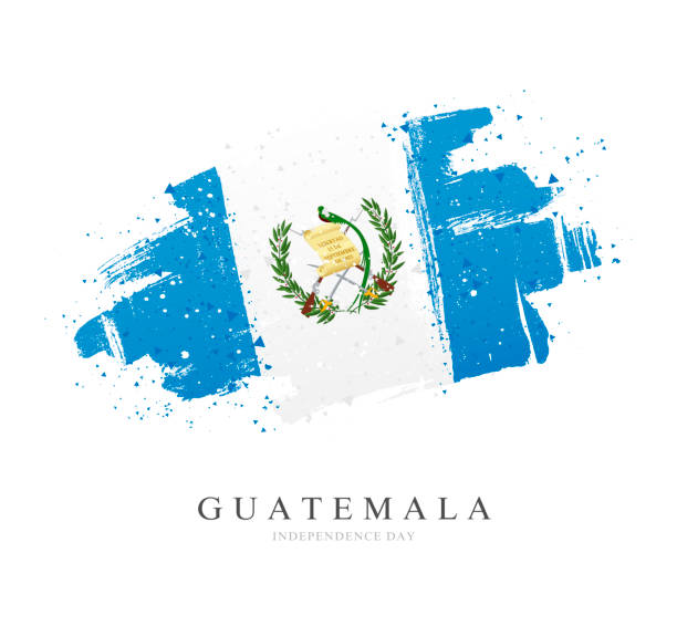 Flag of Guatemala. Vector illustration on white background. Flag of Guatemala. Vector illustration on white background. Brush strokes drawn by hand. Independence Day. guatemala stock illustrations
