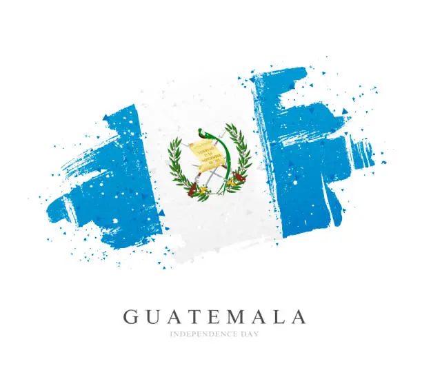 Vector illustration of Flag of Guatemala. Vector illustration on white background.