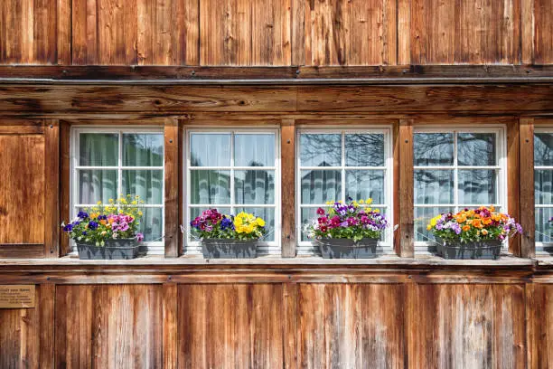 facade of a farmhouse in appenzellerland, switzerland