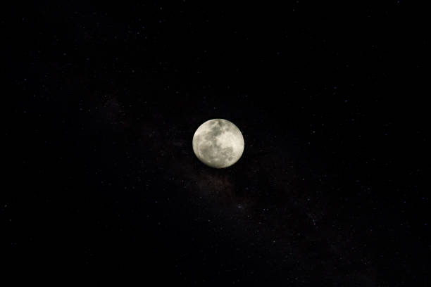 istock The full moon in the dark night with star. 1151322378
