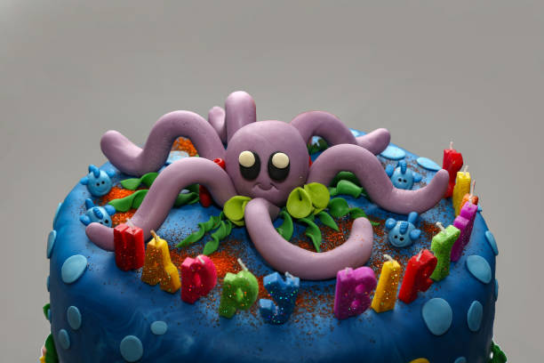 istock Happy Birthday. Birthday cake on marine theme. 1151323435