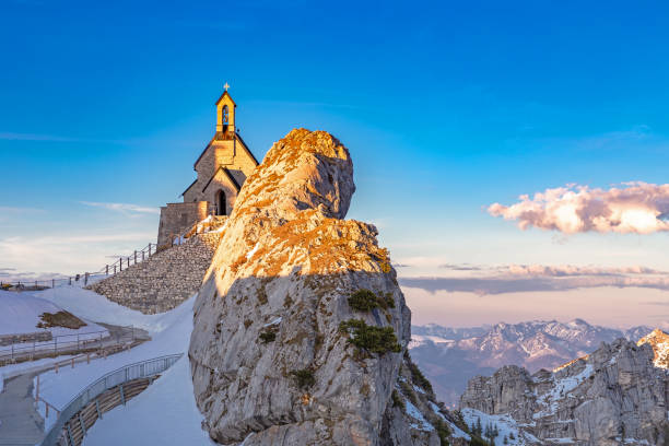 Small chapel on the summit of Wendelstein mountain, Bavaria, Germany