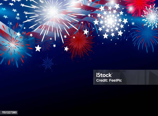 Usa 4th Of July Independence Day Design Of American Flag With Fireworks Vector Illustration Stock Illustration - Download Image Now