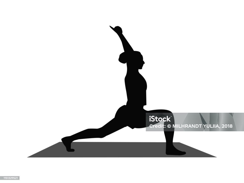 girl silhouette in yoga pose. girl silhouette in yoga pose. vector illustration isolated on white background In Silhouette stock vector