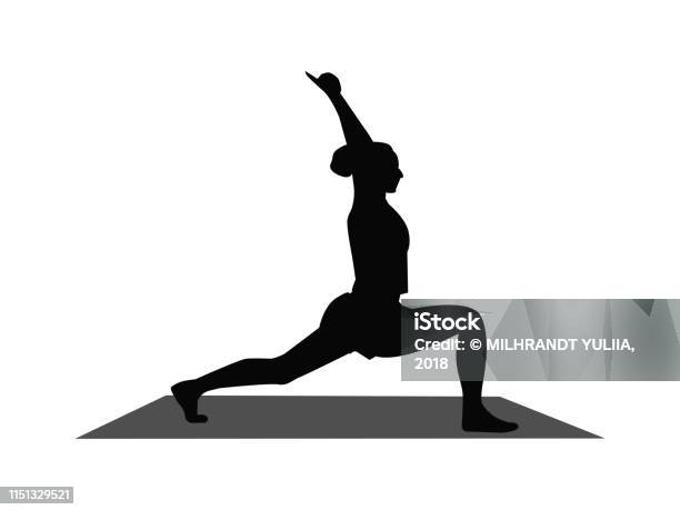 Girl Silhouette In Yoga Pose Stock Illustration - Download Image Now - In Silhouette, Sport, Teenage Girls