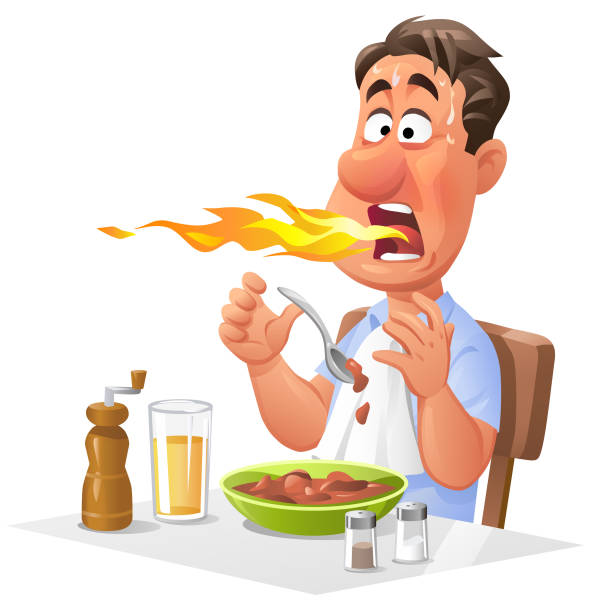 655 Man Eating Hot Food Illustrations & Clip Art - iStock | Man eating  pepper, A plate of hot rice