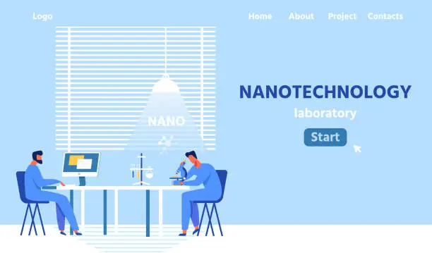 Vector illustration of Modern Nanotechnology Laboratory Flat Landing Page