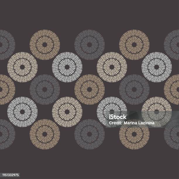 Polka Dots Seamless Pattern Mosaic Of Ethnic Figures Patterned Texture Stock Illustration - Download Image Now