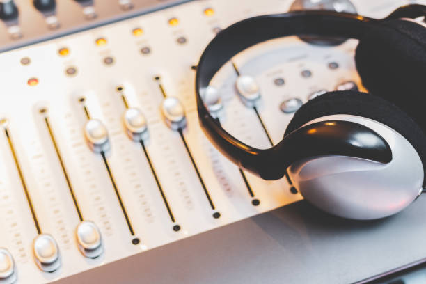 istock headphone on mixing console. music concept 1151333170
