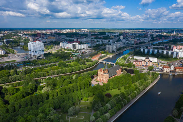 The Cathedral on the island, Kaliningrad Aerial: The Cathedral on the island in Kaliningrad kaliningrad stock pictures, royalty-free photos & images