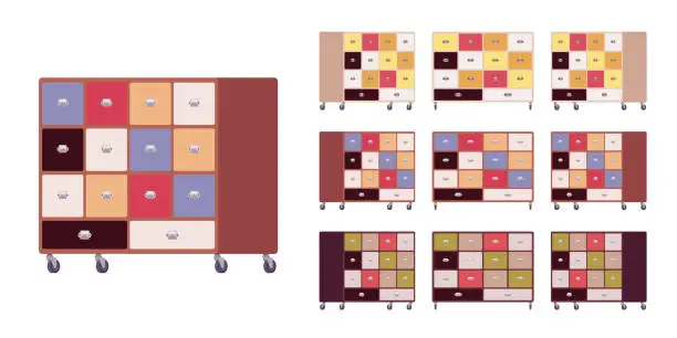 Vector illustration of Kitchen cabinet storage cart