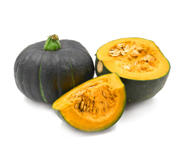 istock Green pumpkin isolated on the white background 1151337941