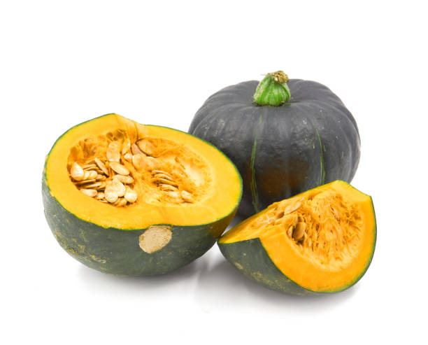 istock Green pumpkin isolated on the white background 1151337969