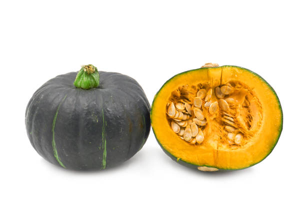 istock Green pumpkin isolated on the white background 1151338056