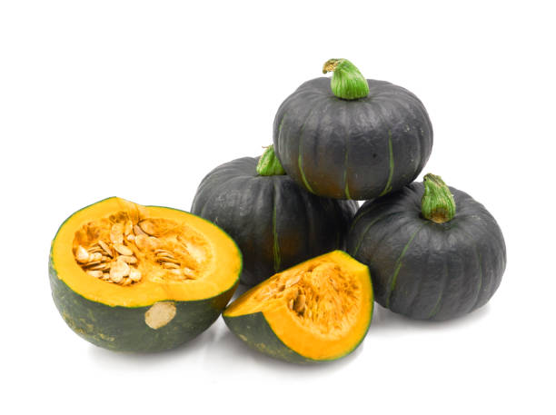 istock Green pumpkin isolated on the white background 1151338086