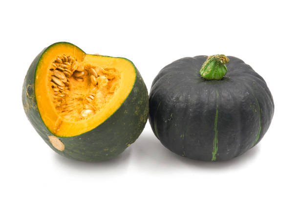 istock Green pumpkin isolated on the white background 1151338093