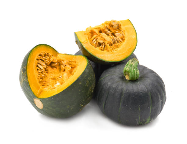 istock Green pumpkin isolated on the white background 1151338140