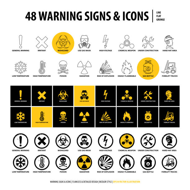 ภาพประกอบสต็อกที่เกี่ยวกับ “สัญญาณเตือนและไอคอน 48 รายการ - explosive”