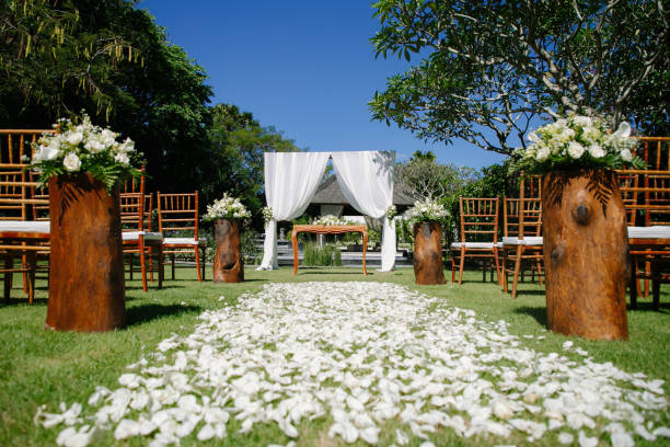 istock Beautiful Wedding ceremony decoration set up outdoors 1151349764