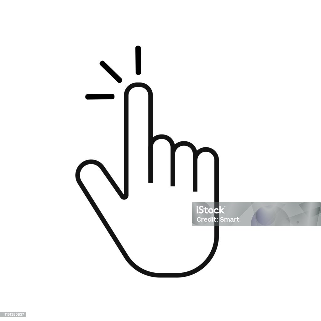 Nhấn Nút Biểu Tượng Bàn Tay Trên Nền Trắng Con Trỏ Chuột Máy Tính ...