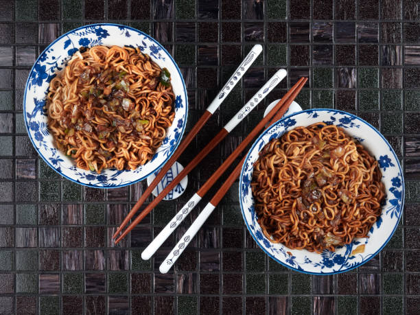 istock Soba Noodles with Yakisoba Sauce, flat lay 1151352591