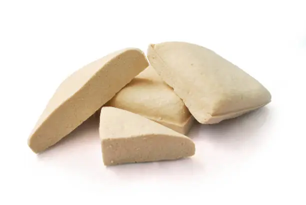 Fresh tofu on white background.(with Clipping Path).