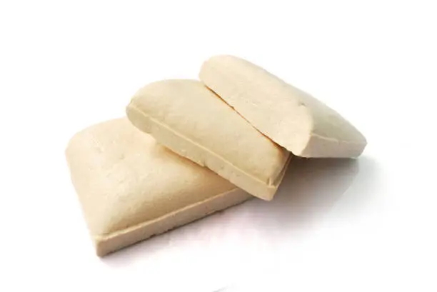 Fresh tofu on white background.(with Clipping Path).