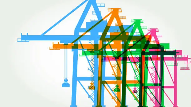 Vector illustration of Container Port Gantry Cranes