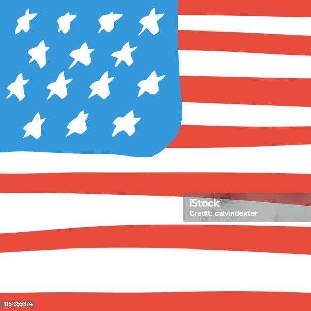 Usa Flag Hand Drawn Design Stock Illustration - Download Image Now - American Flag, Aspirations, Backgrounds