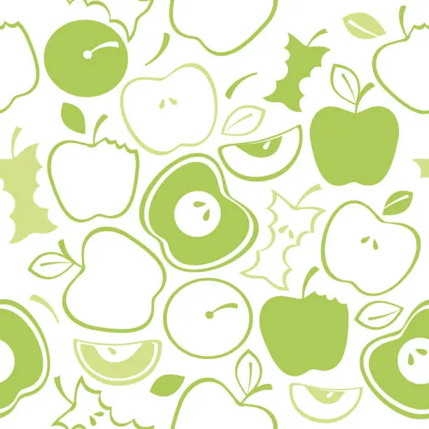 Vector illustration of Seamless vector apples pattern