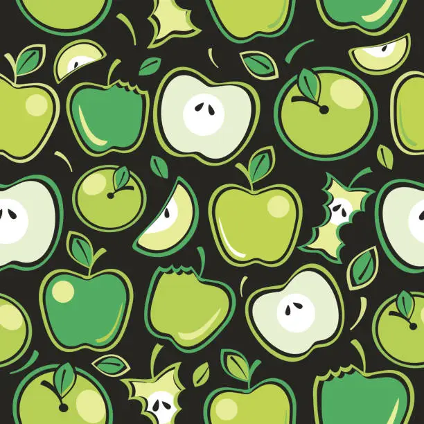 Vector illustration of Seamless vector apples pattern