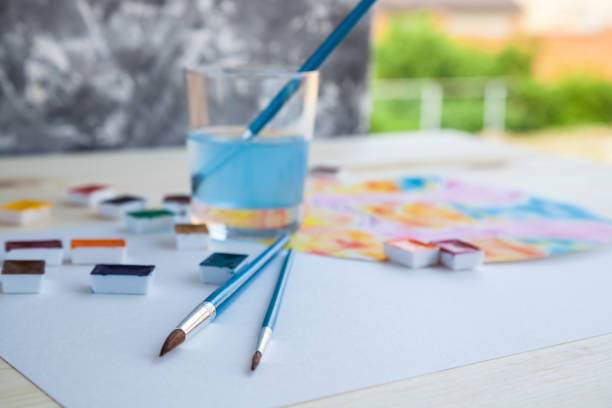 istock Watercolor paints and drawing supplies 1151356028