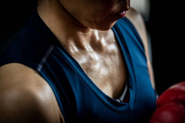 Female boxer training at the gym