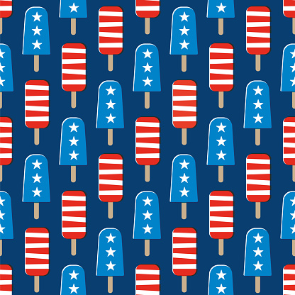 Fourth of July Popsicles seamless pattern.