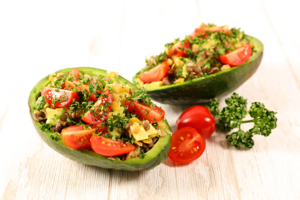 avocado salad with tomato and herbs