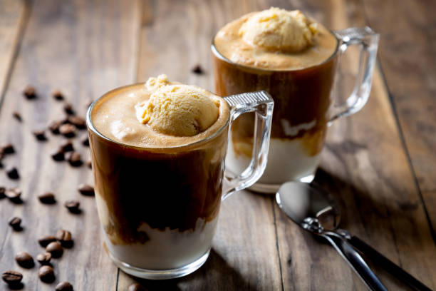 istock Affogato coffee on a rustic wooden table 1151360588
