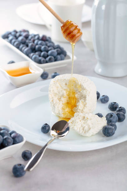 istock Cottage cheese with honey and blueberry. 1151360742