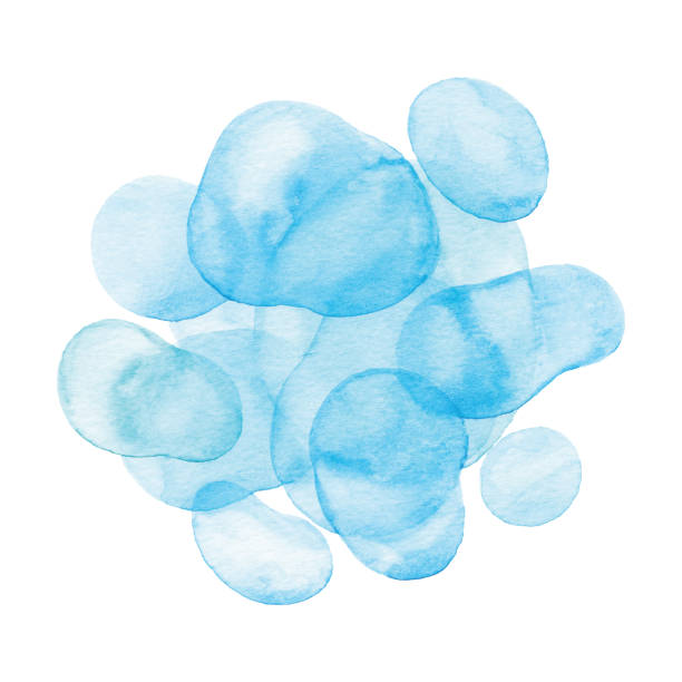 수채화 블루 액체 모양 배경 - 필기용 잉크 일러스트 stock illustrations