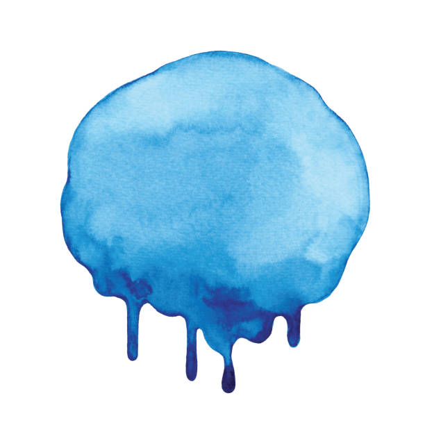 голубая акварель dripping фон - vector watercolor painting copy space label stock illustrations