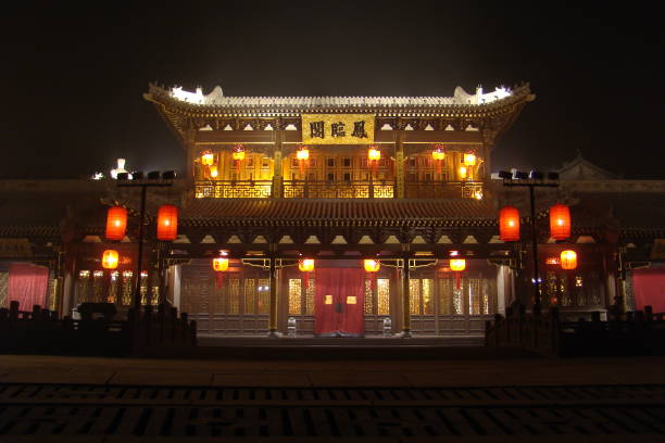 12/26/2012 - Datong, China\nDatong is a fast growing city that has kept a historical district featuring traditional buildings with typical architecture.\nThe red curtains at the gates are thermal insulations against the cold.
